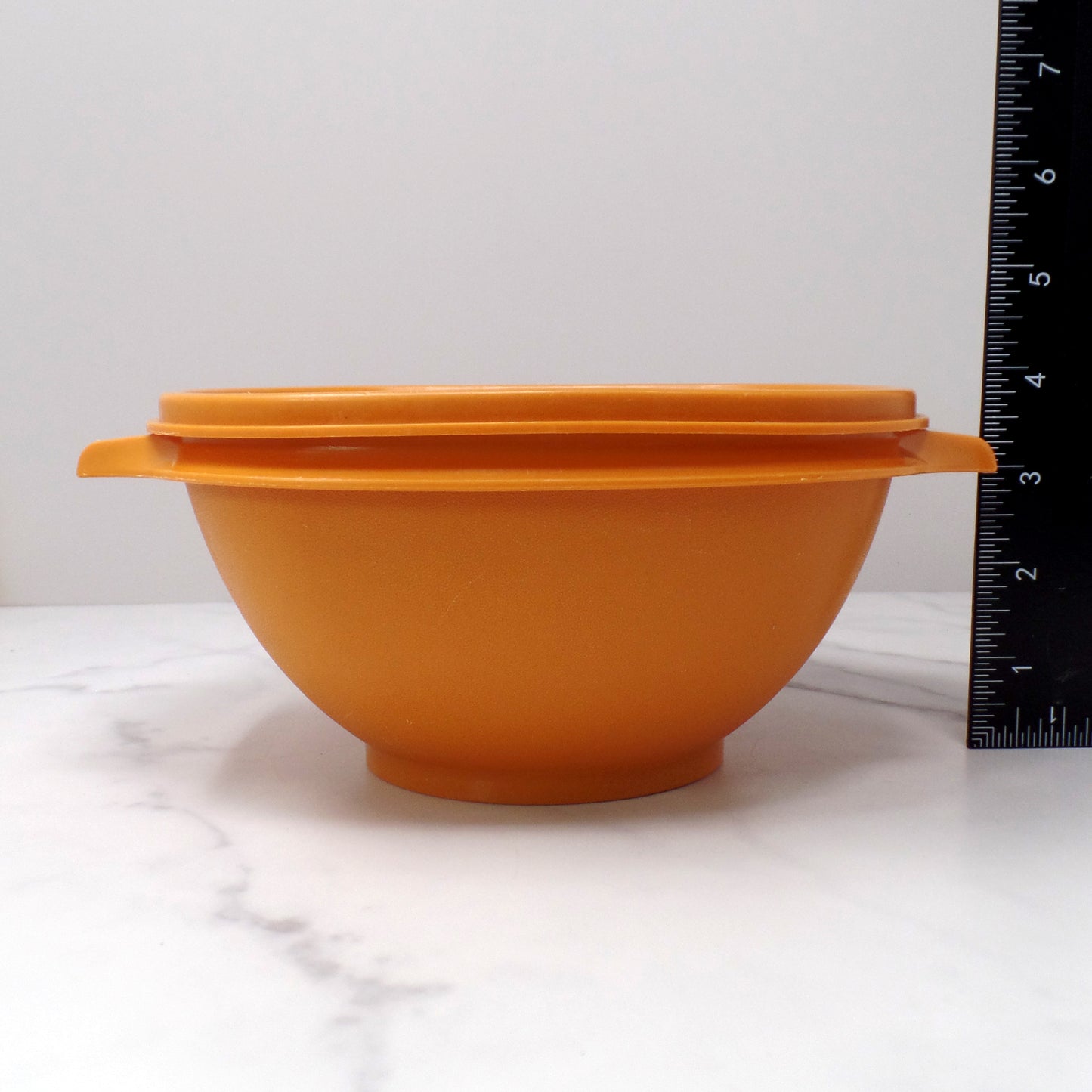 Vintage Tupperware Servalier Containers w Lids, Set of 4 (2 Yellow, 1 Orange, 1 Green) (1970s)