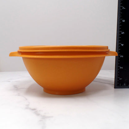 Vintage Tupperware Servalier Containers w Lids, Set of 4 (2 Yellow, 1 Orange, 1 Green) (1970s)