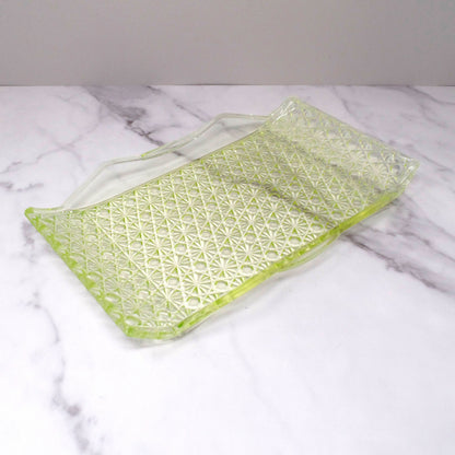 Antique Bryce Brothers Princess Daisy and Button Vaseline / Uranium Glass EAPG Tray (1880s)
