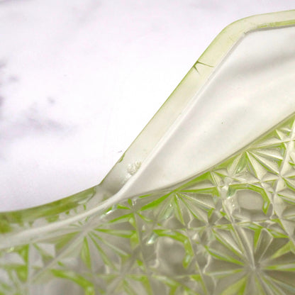 Antique Bryce Brothers Princess Daisy and Button Vaseline / Uranium Glass EAPG Tray (1880s)