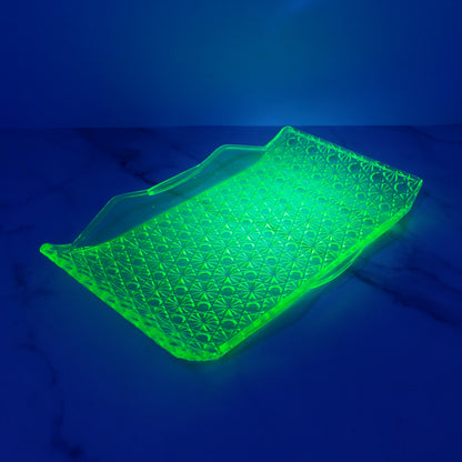 Antique Bryce Brothers Princess Daisy and Button Vaseline / Uranium Glass EAPG Tray (1880s)