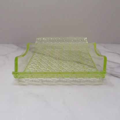 Antique Bryce Brothers Princess Daisy and Button Vaseline / Uranium Glass EAPG Tray (1880s)