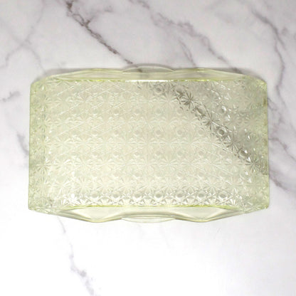 Antique Bryce Brothers Princess Daisy and Button Vaseline / Uranium Glass EAPG Tray (1880s)