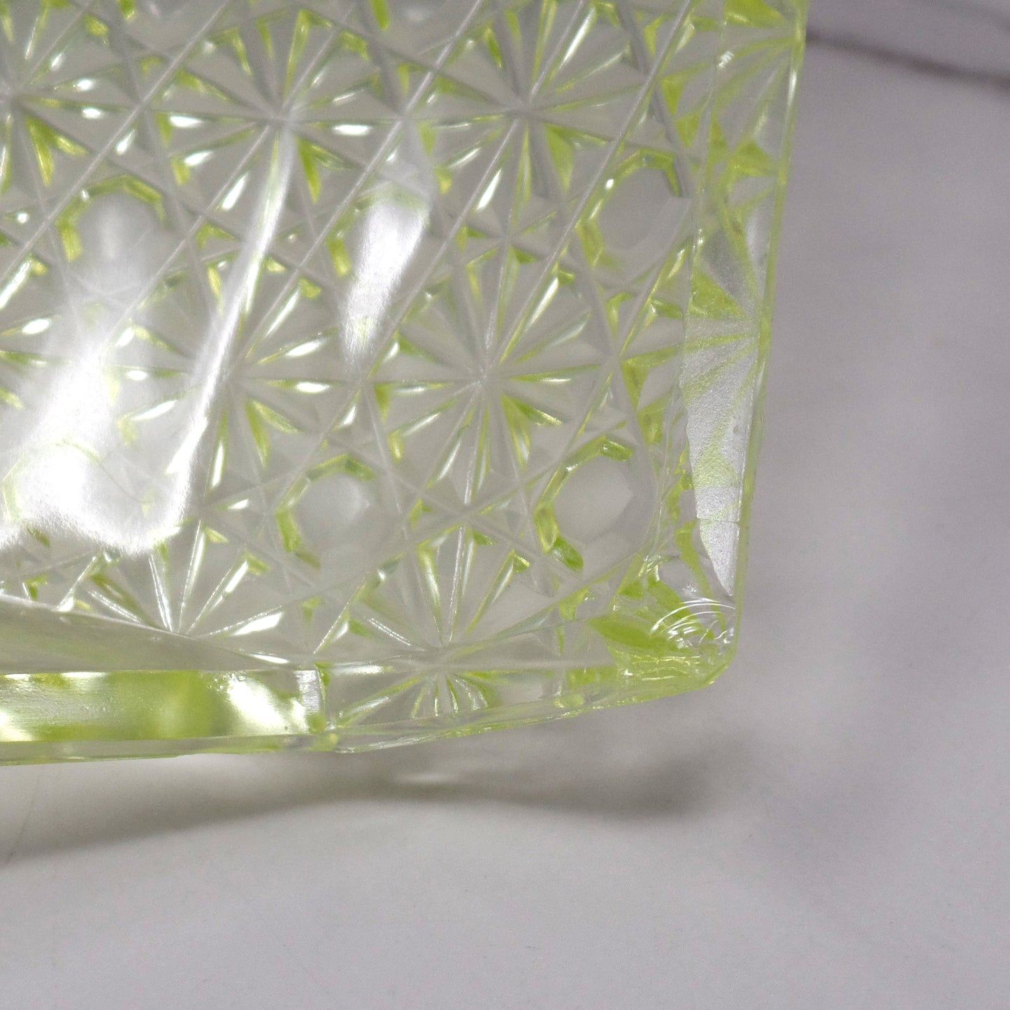 Antique Bryce Brothers Princess Daisy and Button Vaseline / Uranium Glass EAPG Tray (1880s)