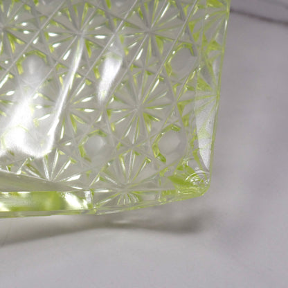 Antique Bryce Brothers Princess Daisy and Button Vaseline / Uranium Glass EAPG Tray (1880s)