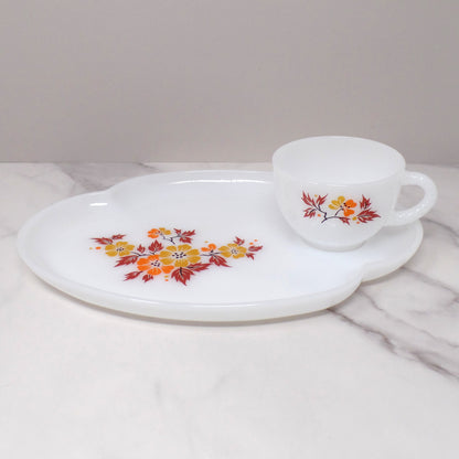 Vintage Federal Glass Snack Sets, Blossom (4 sets in original box) (1950s)
