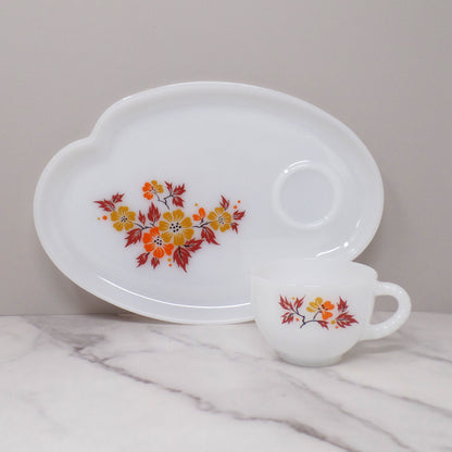 Vintage Federal Glass Snack Sets, Blossom (4 sets in original box) (1950s)