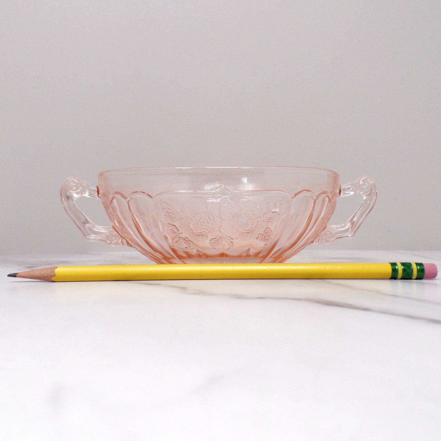 Vintage Anchor Hocking Mayfair Pink Open Rose Cream Soup Bowl (1930s)