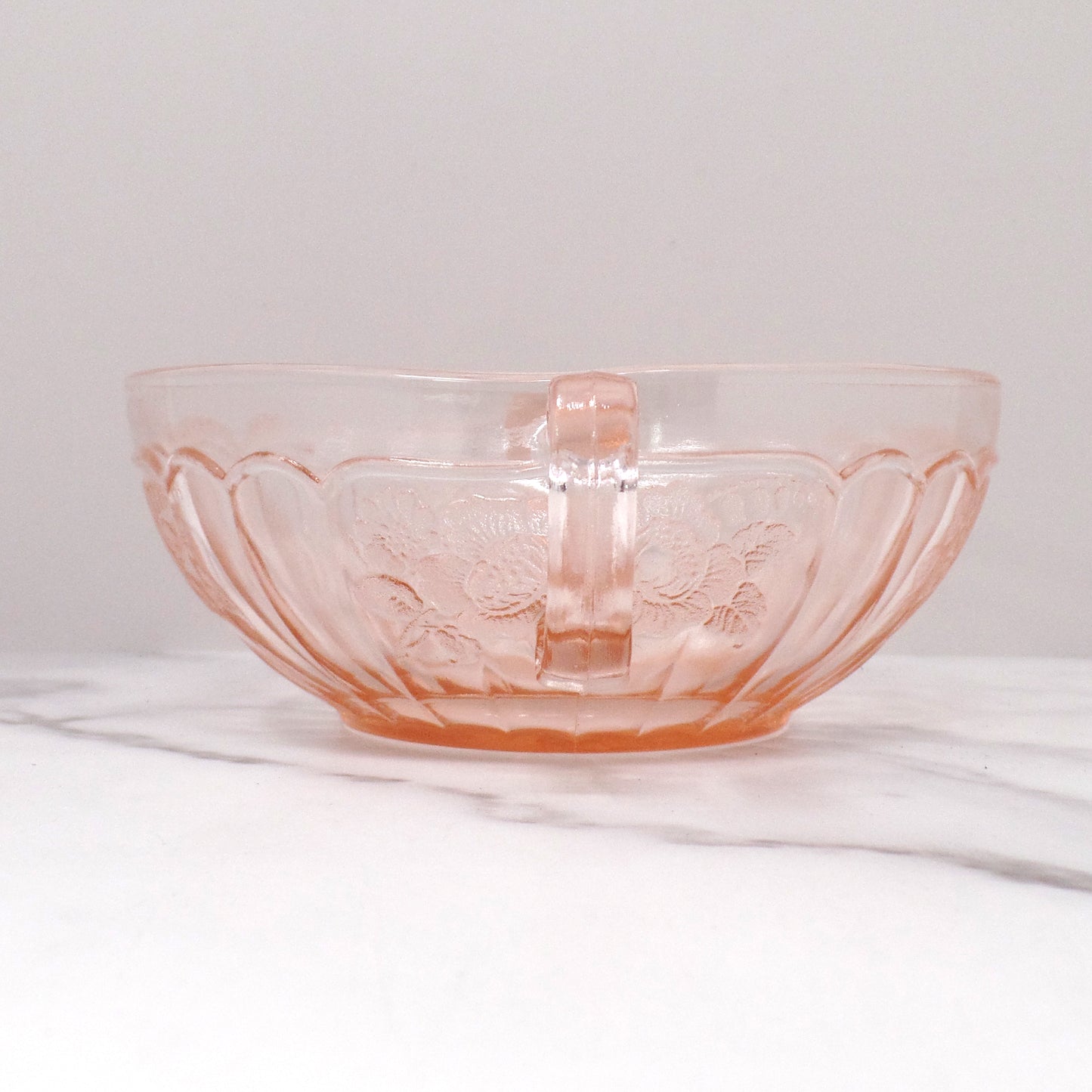 Vintage Anchor Hocking Mayfair Pink Open Rose Cream Soup Bowl (1930s)