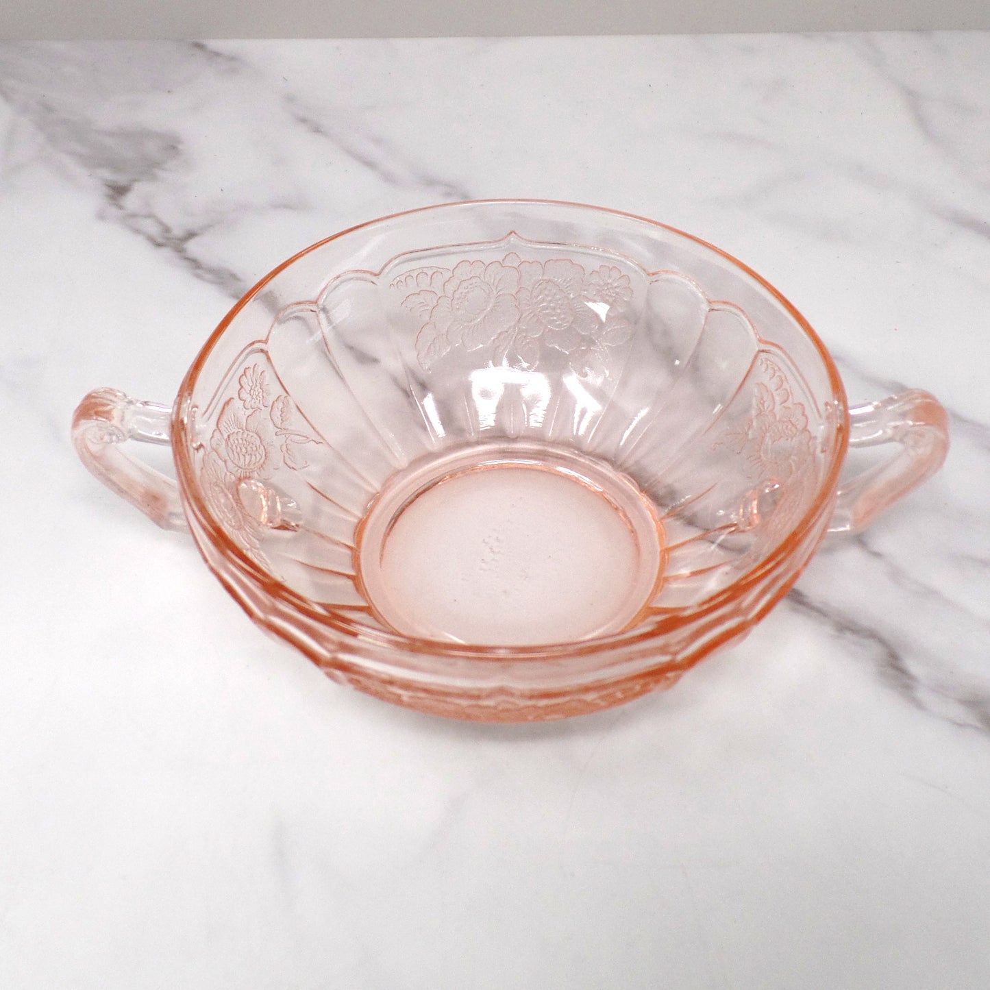 Vintage Anchor Hocking Mayfair Pink Open Rose Cream Soup Bowl (1930s)