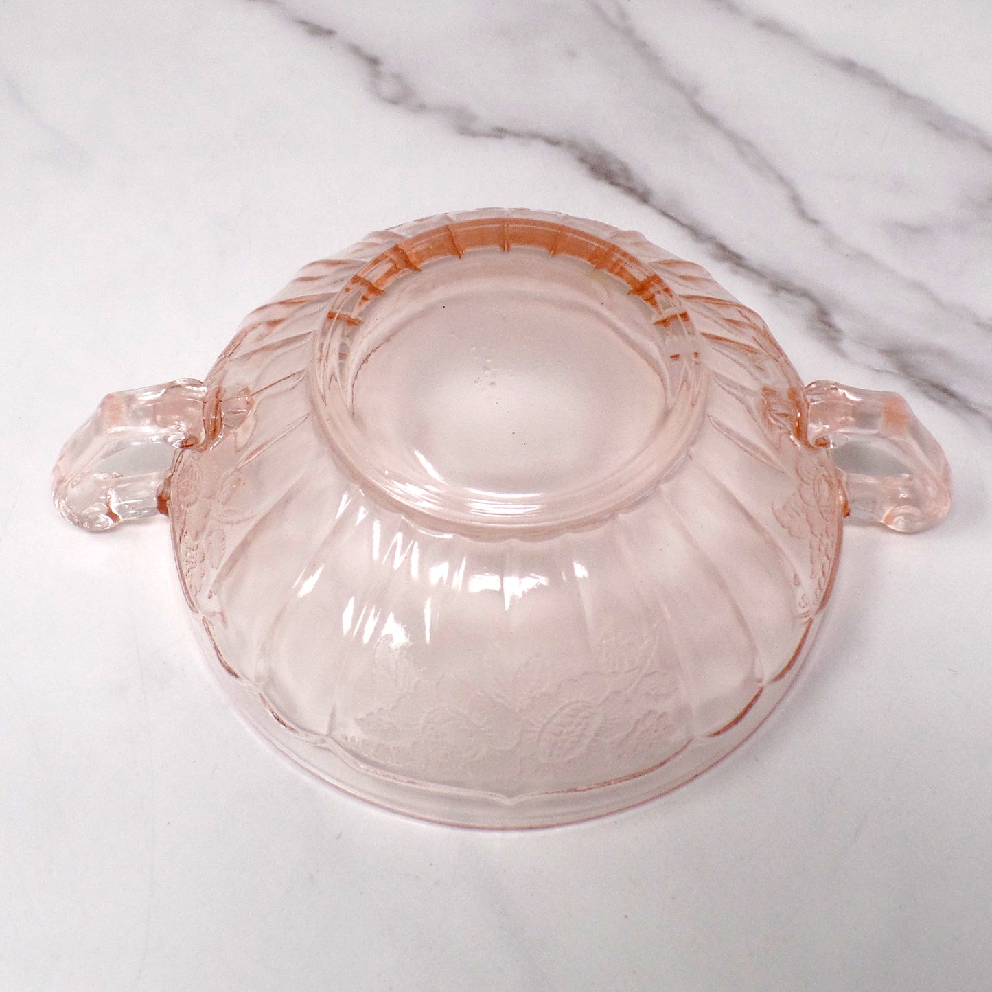 Vintage Anchor Hocking Mayfair Pink Open Rose Cream Soup Bowl (1930s)