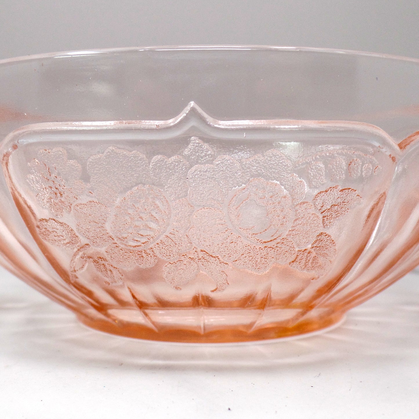 Vintage Anchor Hocking Mayfair Pink Open Rose Cream Soup Bowl (1930s)