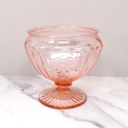 Vintage Anchor Hocking Mayfair Pink Open Rose Pedestal Candy Dish - No Lid (1930s)