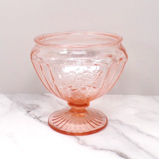 Vintage Anchor Hocking Mayfair Pink Open Rose Pedestal Candy Dish - No Lid (1930s)