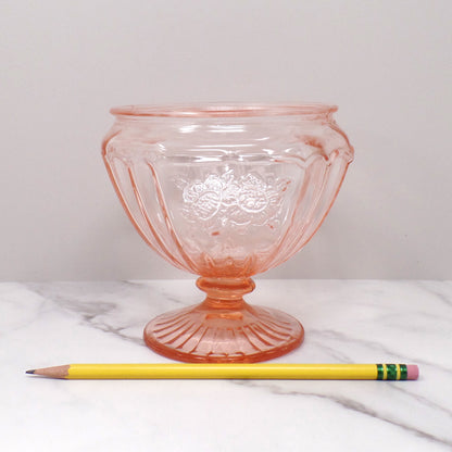 Vintage Anchor Hocking Mayfair Pink Open Rose Pedestal Candy Dish - No Lid (1930s)