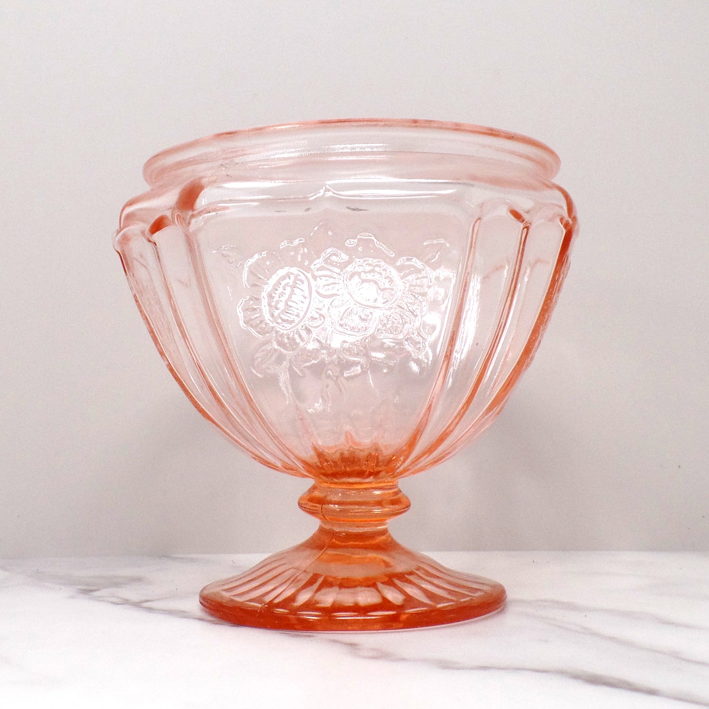 Vintage Anchor Hocking Mayfair Pink Open Rose Pedestal Candy Dish - No Lid (1930s)