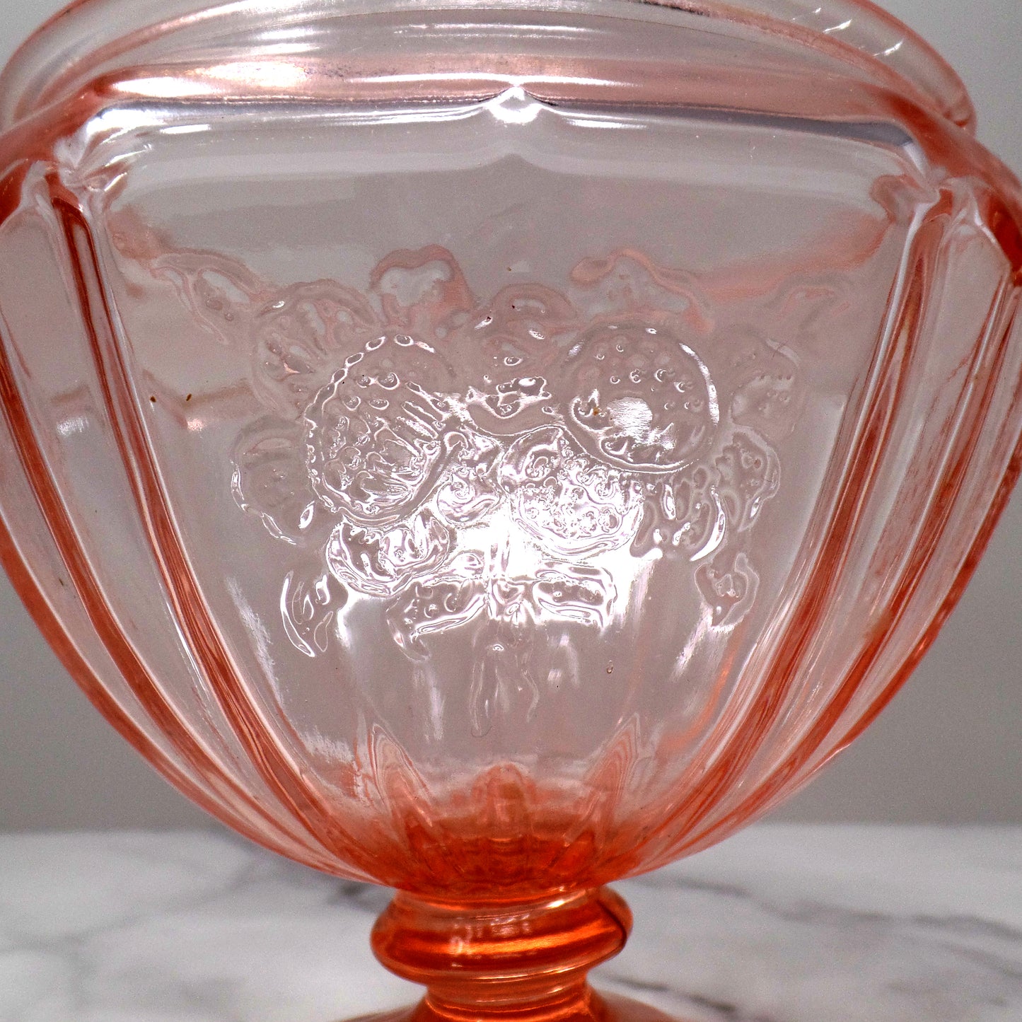 Vintage Anchor Hocking Mayfair Pink Open Rose Pedestal Candy Dish - No Lid (1930s)