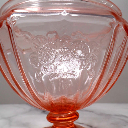 Vintage Anchor Hocking Mayfair Pink Open Rose Pedestal Candy Dish - No Lid (1930s)