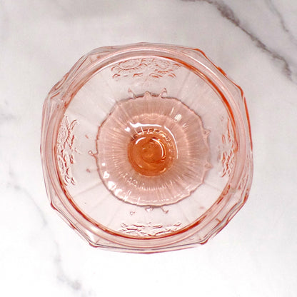 Vintage Anchor Hocking Mayfair Pink Open Rose Pedestal Candy Dish - No Lid (1930s)