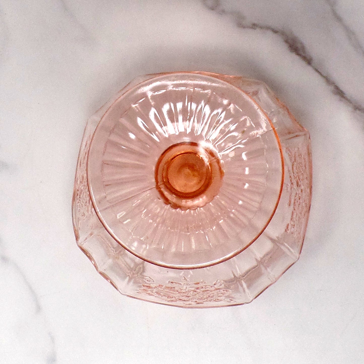 Vintage Anchor Hocking Mayfair Pink Open Rose Pedestal Candy Dish - No Lid (1930s)