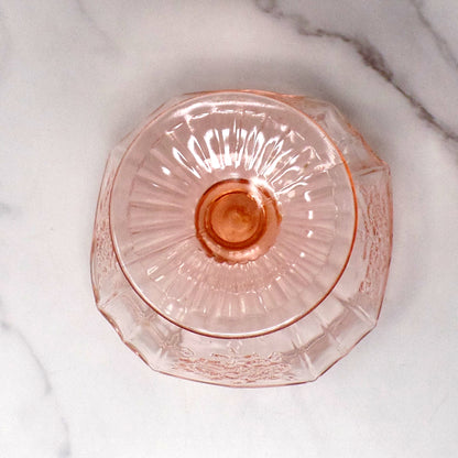 Vintage Anchor Hocking Mayfair Pink Open Rose Pedestal Candy Dish - No Lid (1930s)
