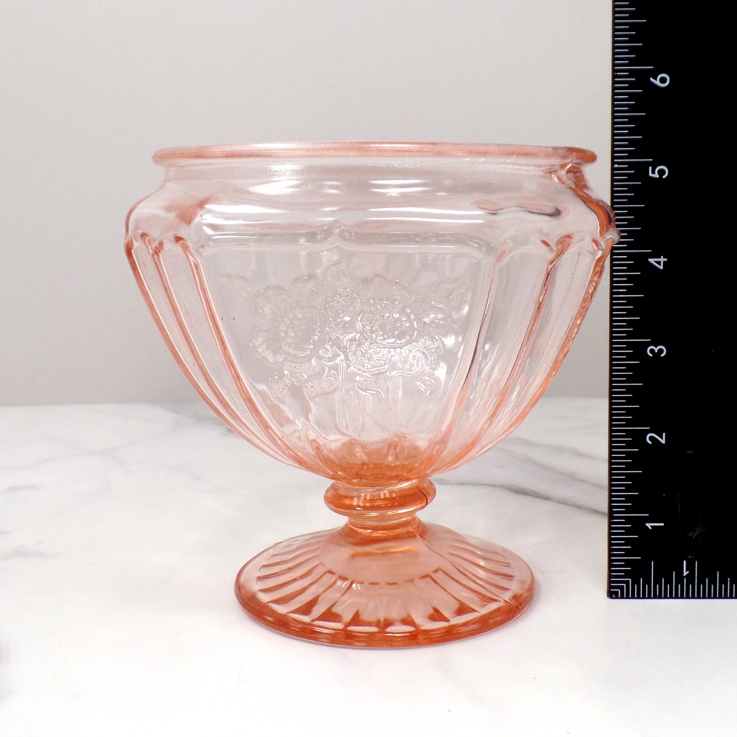 Vintage Anchor Hocking Mayfair Pink Open Rose Pedestal Candy Dish - No Lid (1930s)