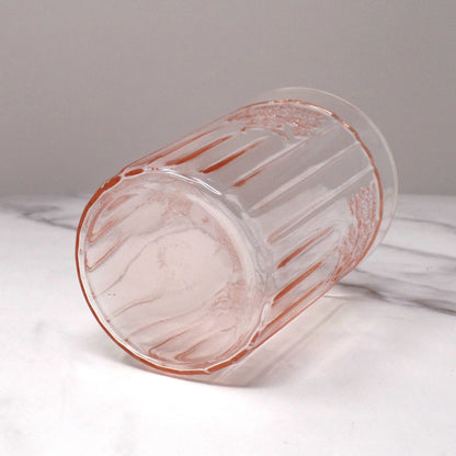 Vintage Anchor Hocking Mayfair Pink Open Rose 9 oz Depression Glass Flat Tumbler (4” height), set of 5