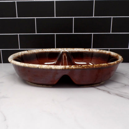 Vintage Hull Brown Drip Divided Serving Dish or Platter