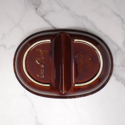 Vintage Hull Brown Drip Divided Serving Dish or Platter