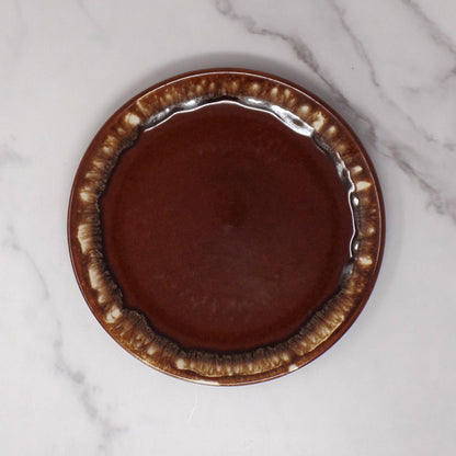 Vintage Brown Drip Side Plates - set of 3, Unmarked