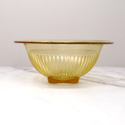 Vintage Federal Glass 1 Qt Ribbed Mixing Bowl with Rolled Rim - Amber (1940s)