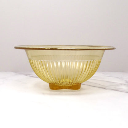 Vintage Federal Glass 1 Qt Ribbed Mixing Bowl with Rolled Rim - Amber (1940s)