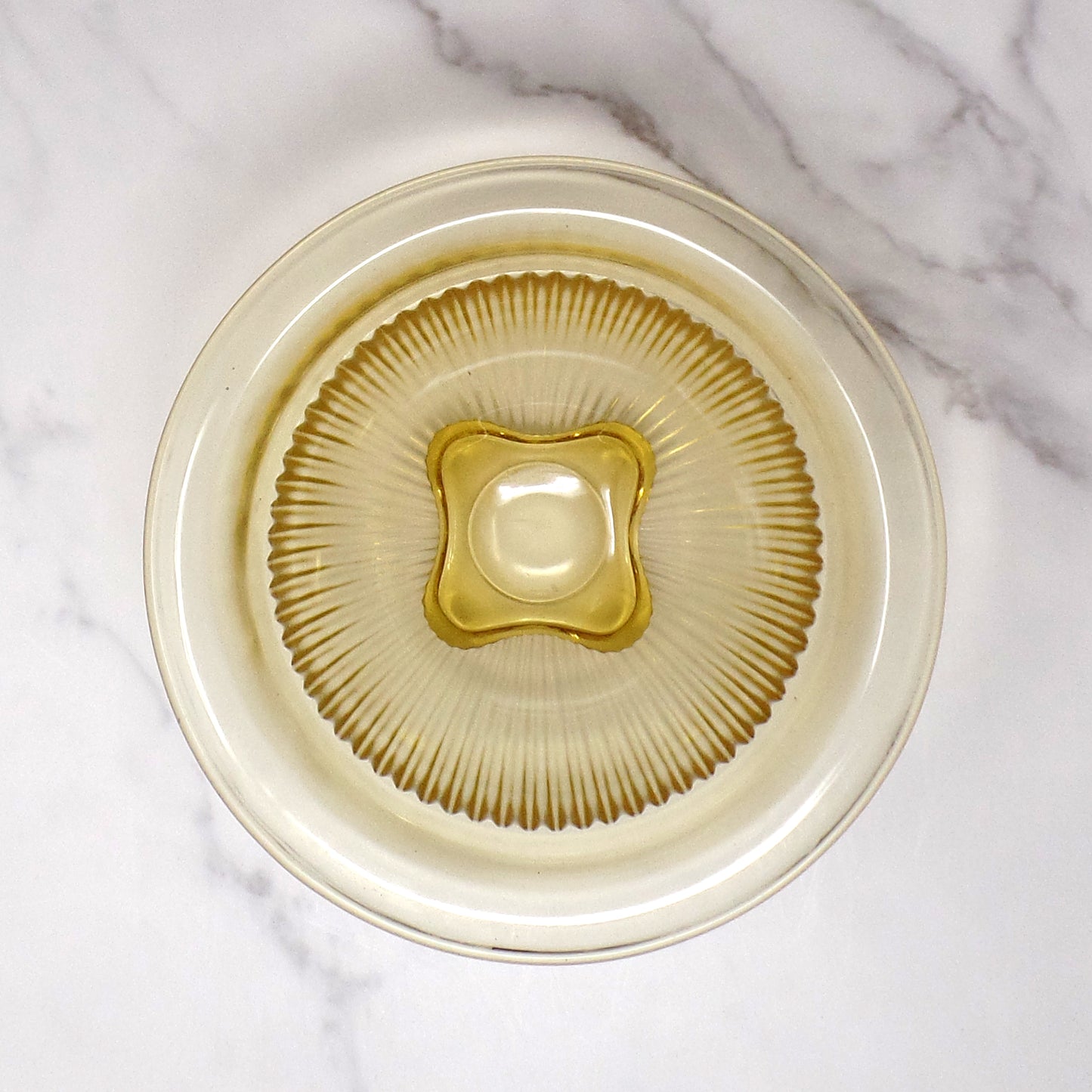 Vintage Federal Glass 1 Qt Ribbed Mixing Bowl with Rolled Rim - Amber (1940s)