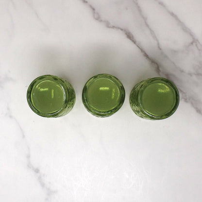 Vintage Anchor Hocking Soreno Avocado Green Juice Glasses - 6 oz, Set of 3 (1966-70)