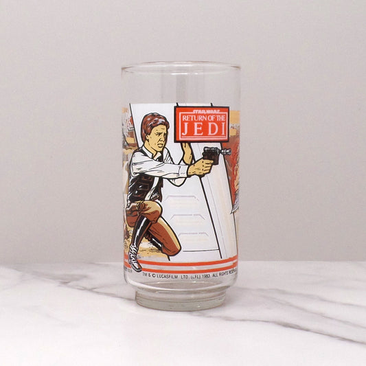 Vintage Star Wars Return of the Jedi Burger King Glass - Luke Skywalker and Han Solo on Tatooine, 16 oz (1983)