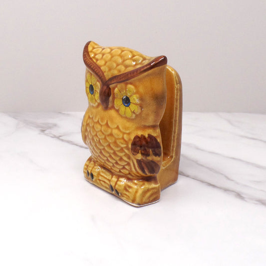 Vintage Ceramic Owl Napkin Holder (1960s / 1970s)