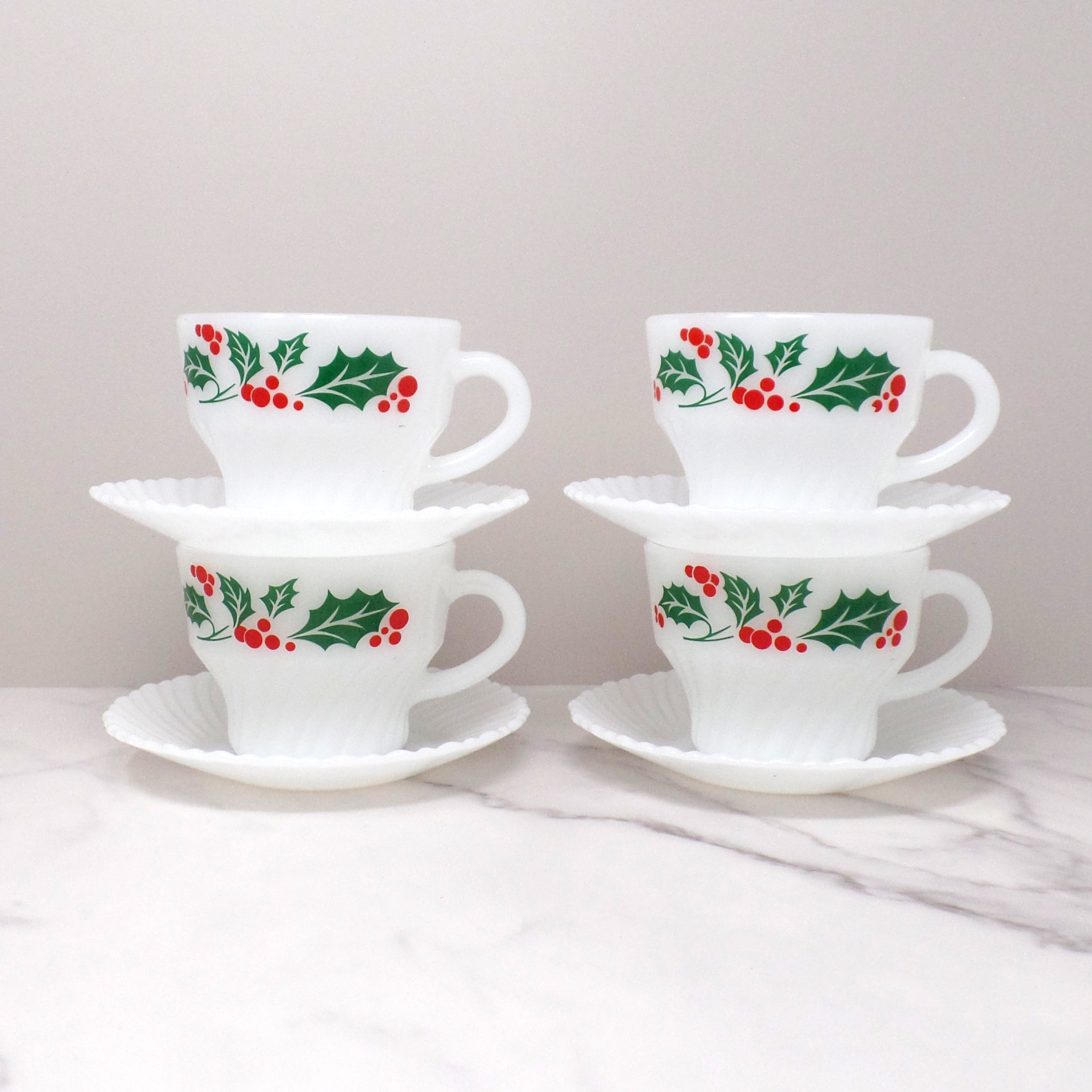 Cheapest Vintage Termocrisa Milk Glass Holly Berry Dish Set