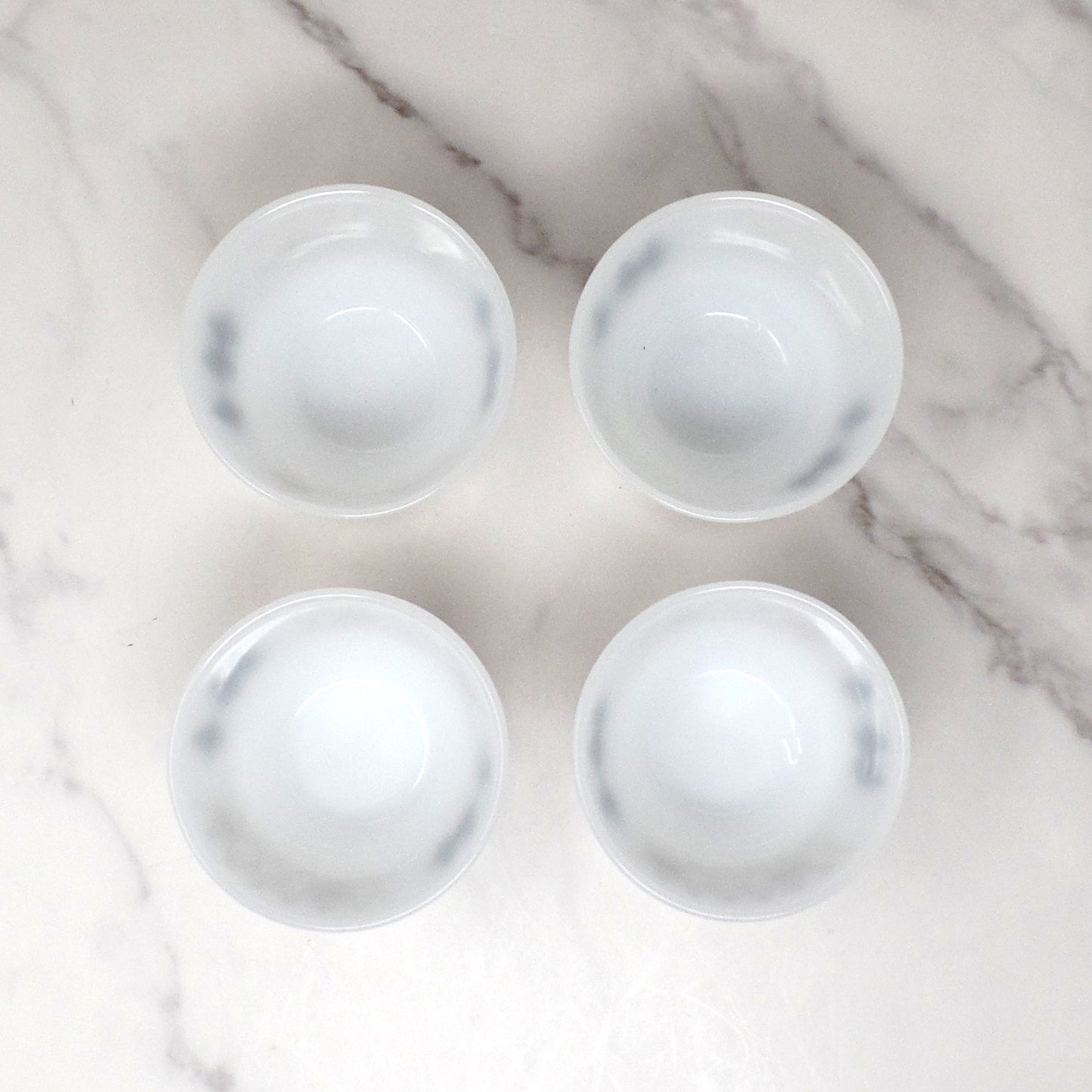 Federal Glass 6 oz Custard Cups, Black Diamonds / Atomic Harlequin, set of 4 (1960s)
