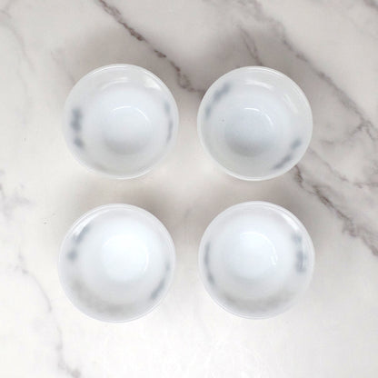 Federal Glass 6 oz Custard Cups, Black Diamonds / Atomic Harlequin, set of 4 (1960s)