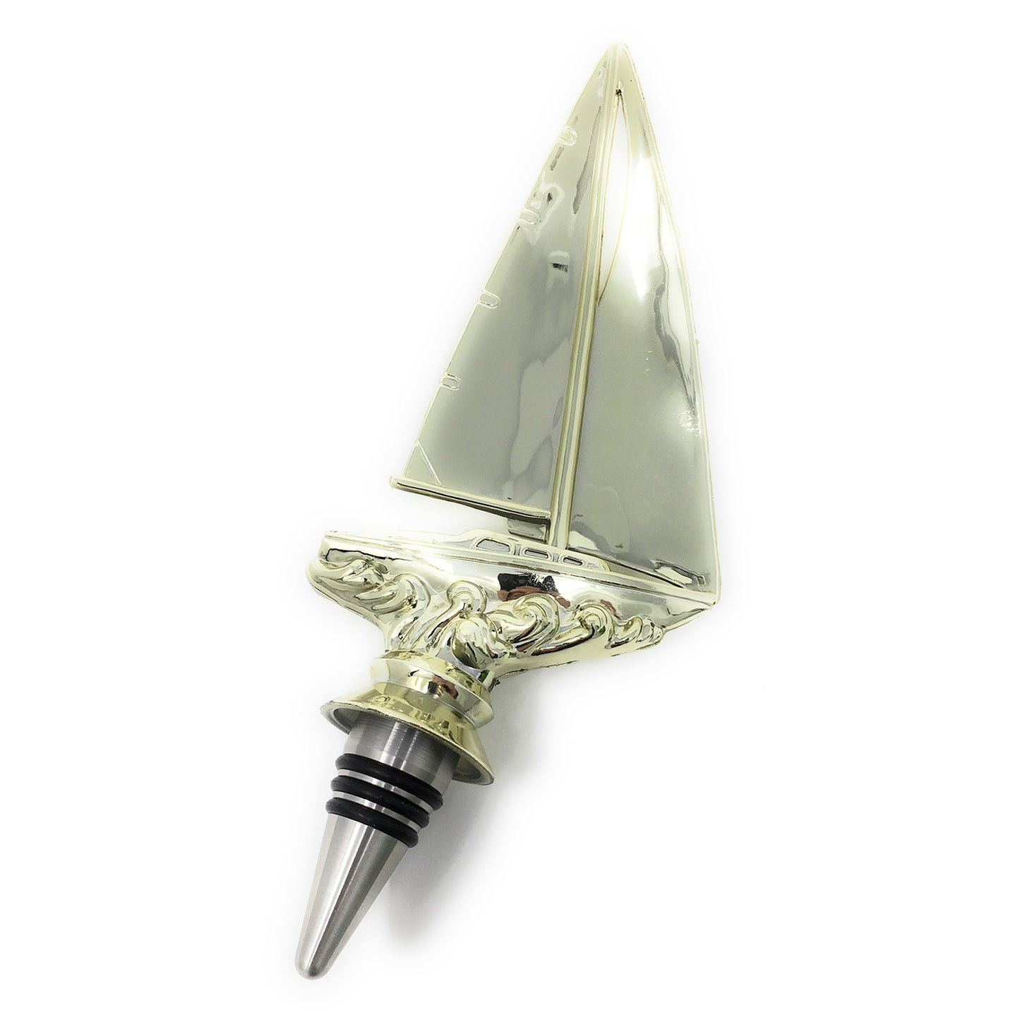 Sailboat Trophy Wine Bottle Stopper with Stainless Steel Base