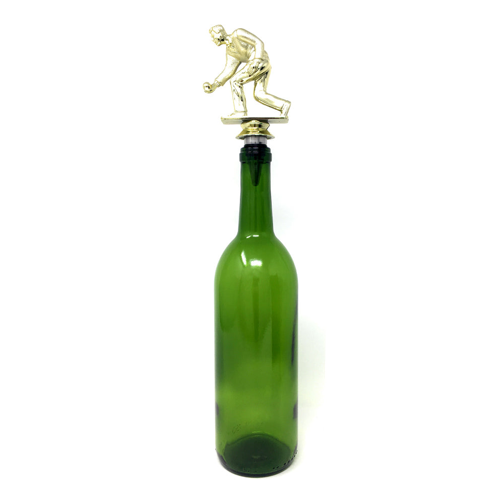 Bocce Trophy Wine Bottle Stopper with Stainless Steel Base
