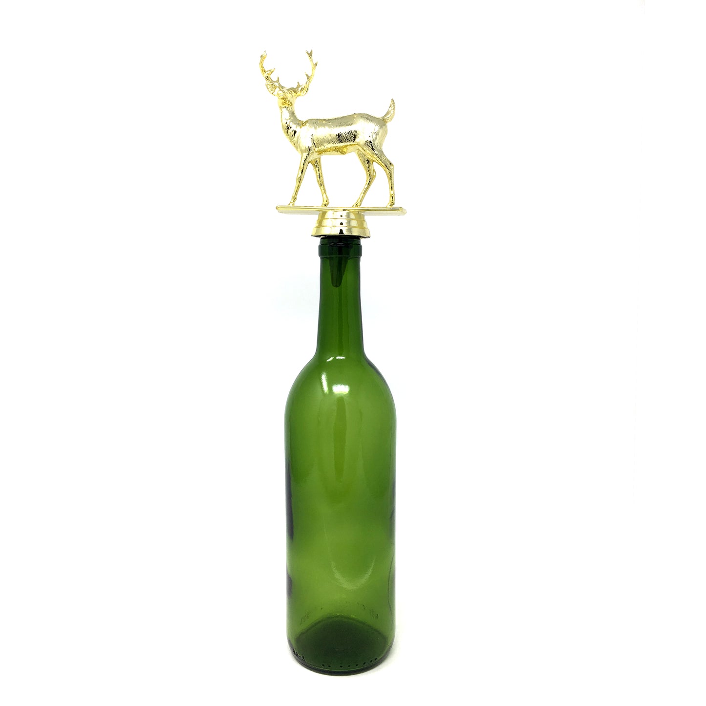 Buck Deer Trophy Wine Bottle Stopper with Stainless Steel Base