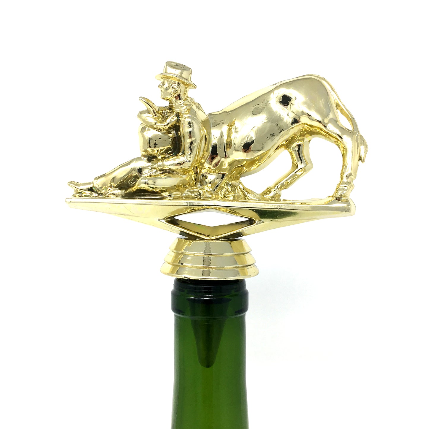 Bull Dogger Trophy Wine Bottle Stopper with Stainless Steel Base