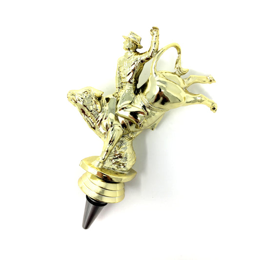 Bull Rider Trophy Wine Bottle Stopper with Stainless Steel Base