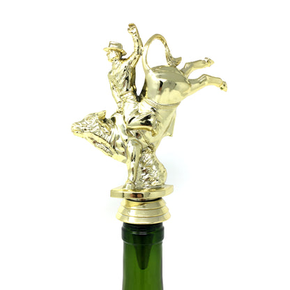 Bull Rider Trophy Wine Bottle Stopper with Stainless Steel Base