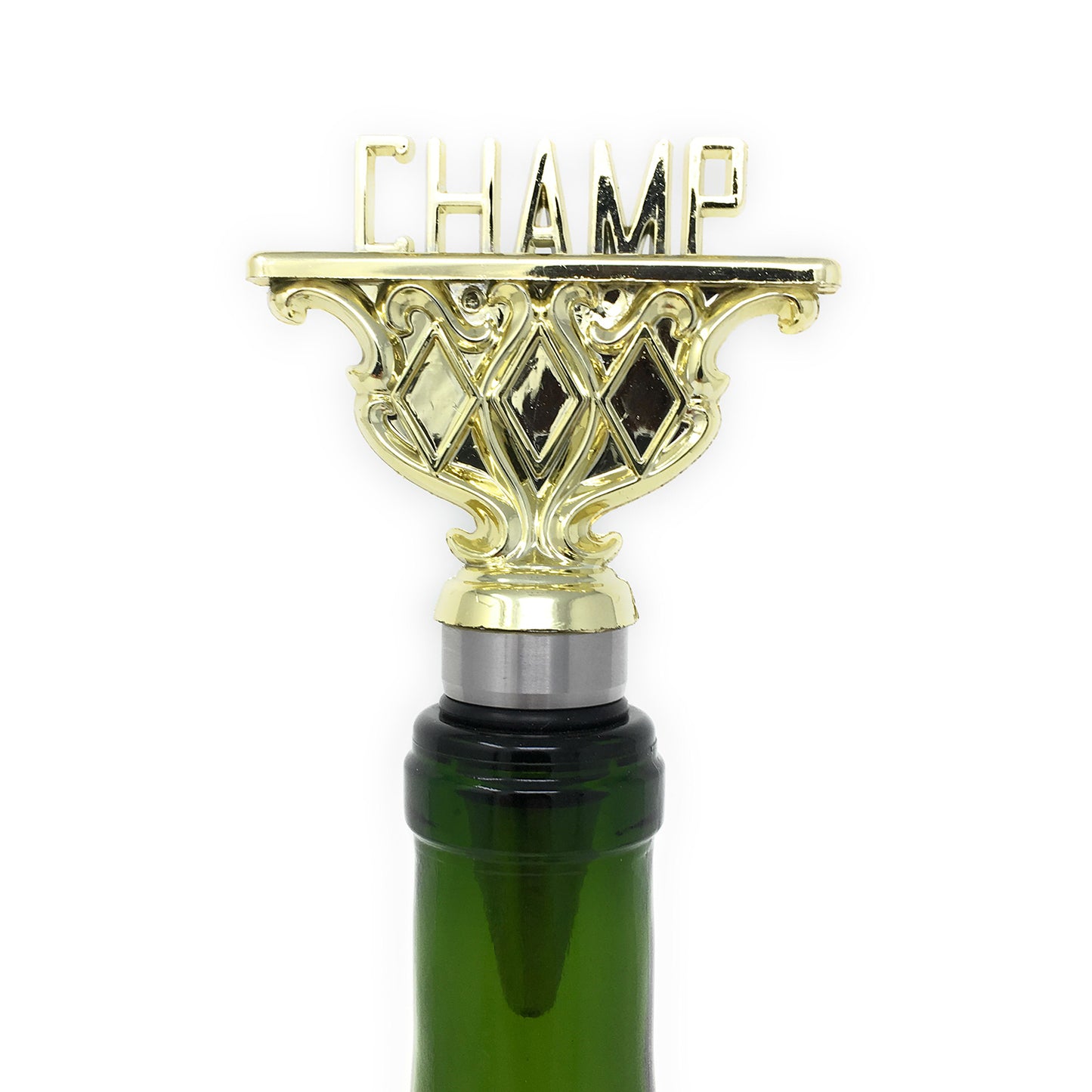CHAMP Trophy Wine Bottle Stopper with Stainless Steel Base