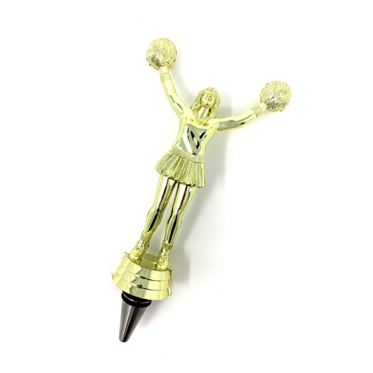 Cheerleader Trophy Wine Bottle Stopper with Stainless Steel Base