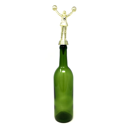 Cheerleader Trophy Wine Bottle Stopper with Stainless Steel Base