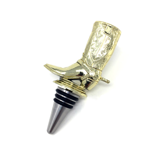 Cowboy Boot Trophy Wine Bottle Stopper with Stainless Steel Base