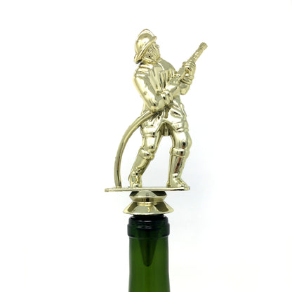 Fireman Trophy Wine Bottle Stopper with Stainless Steel Base
